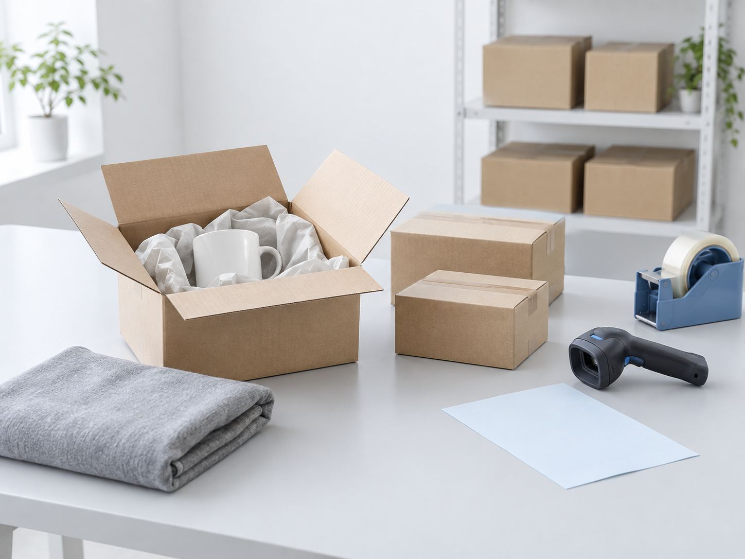 商品の梱包・検品とEC出荷業務のイメージ